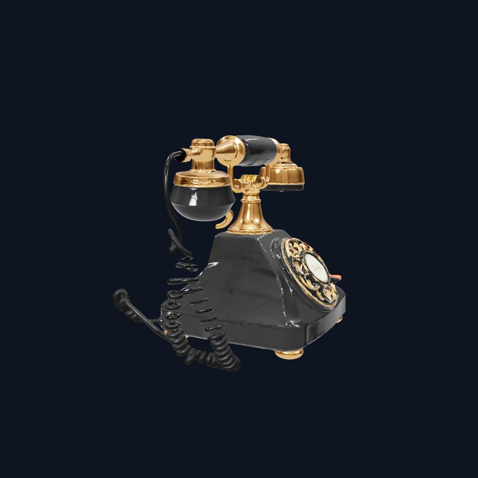 Vintage Black Gold Telephone model pack